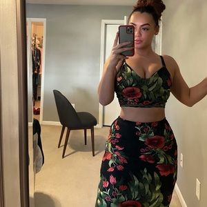 2 piece flower skirt set